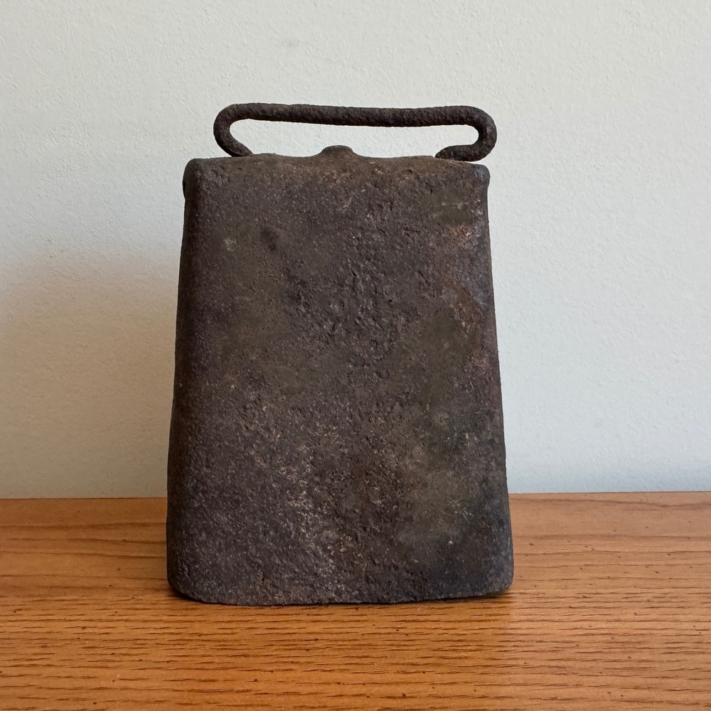 Antique Primitive Rustic Iron Cow Bell Hand Forged Weathered Patina